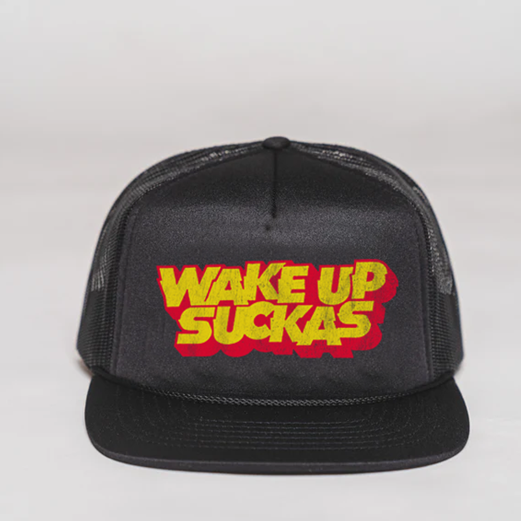 Wake Up Suckas Electric Foamie Trucker Hat Black